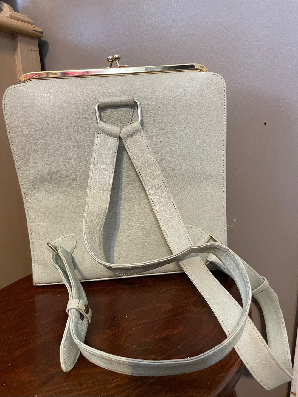Pastel Green Vintage Anya Hindmarch clasp backpack